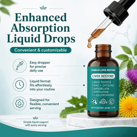 Purelia Liver Restore Drops bottle with measuring dropper