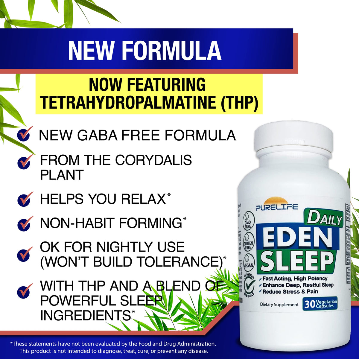 PureLife Supplements Eden Daily Sleep GABA Free bottle side view