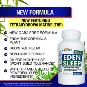 PureLife Supplements Eden Daily Sleep GABA Free bottle side view
