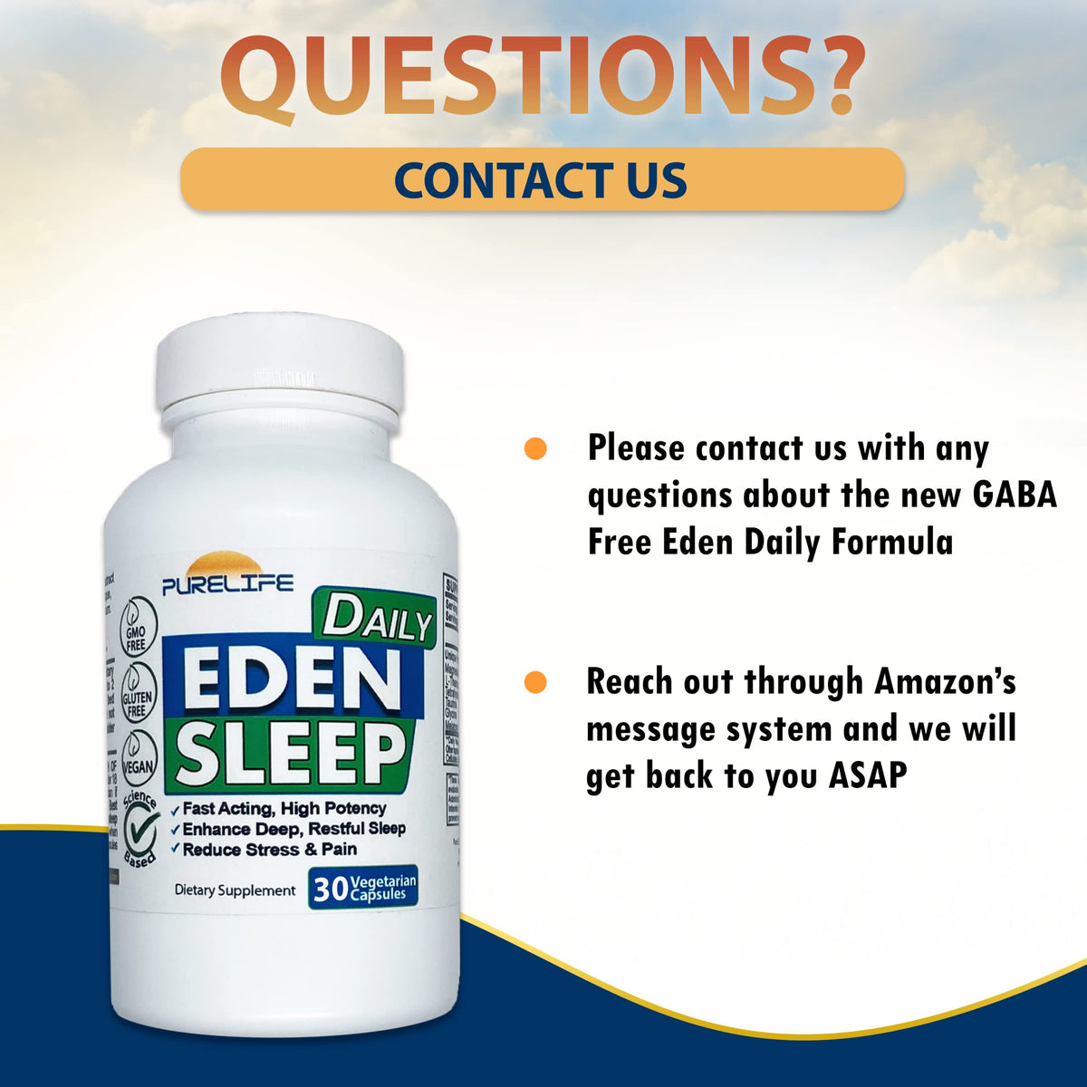 PureLife Supplements Eden Daily Sleep GABA Free capsules with a bedtime setting