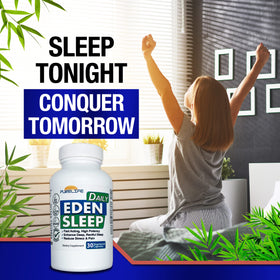 PureLife Supplements Eden Daily Sleep GABA Free capsules with a glass of water