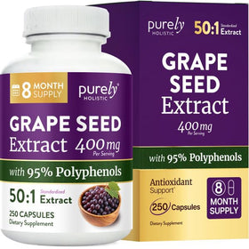 Purely Holistic Grape Seed Extract Capsules 250 count front view