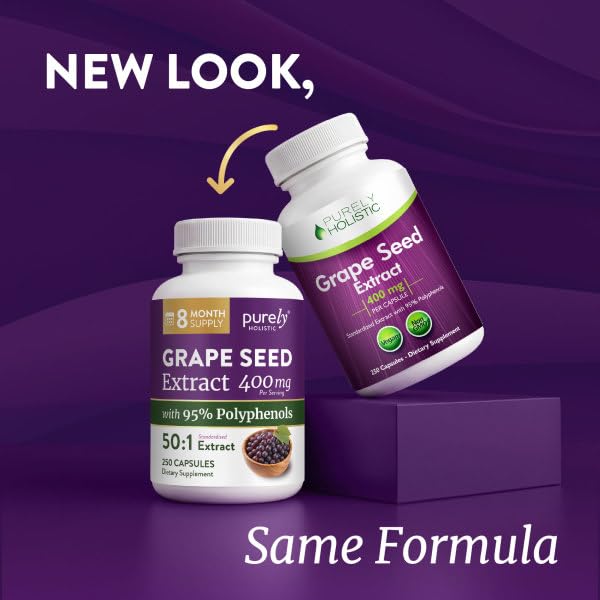 Purely Holistic Grape Seed Extract Capsules label detail