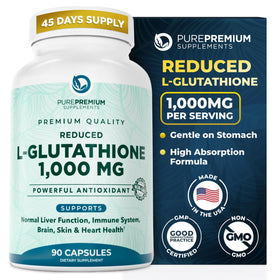 PurePremium Reduced Glutathione 1000mg supplement bottle front view