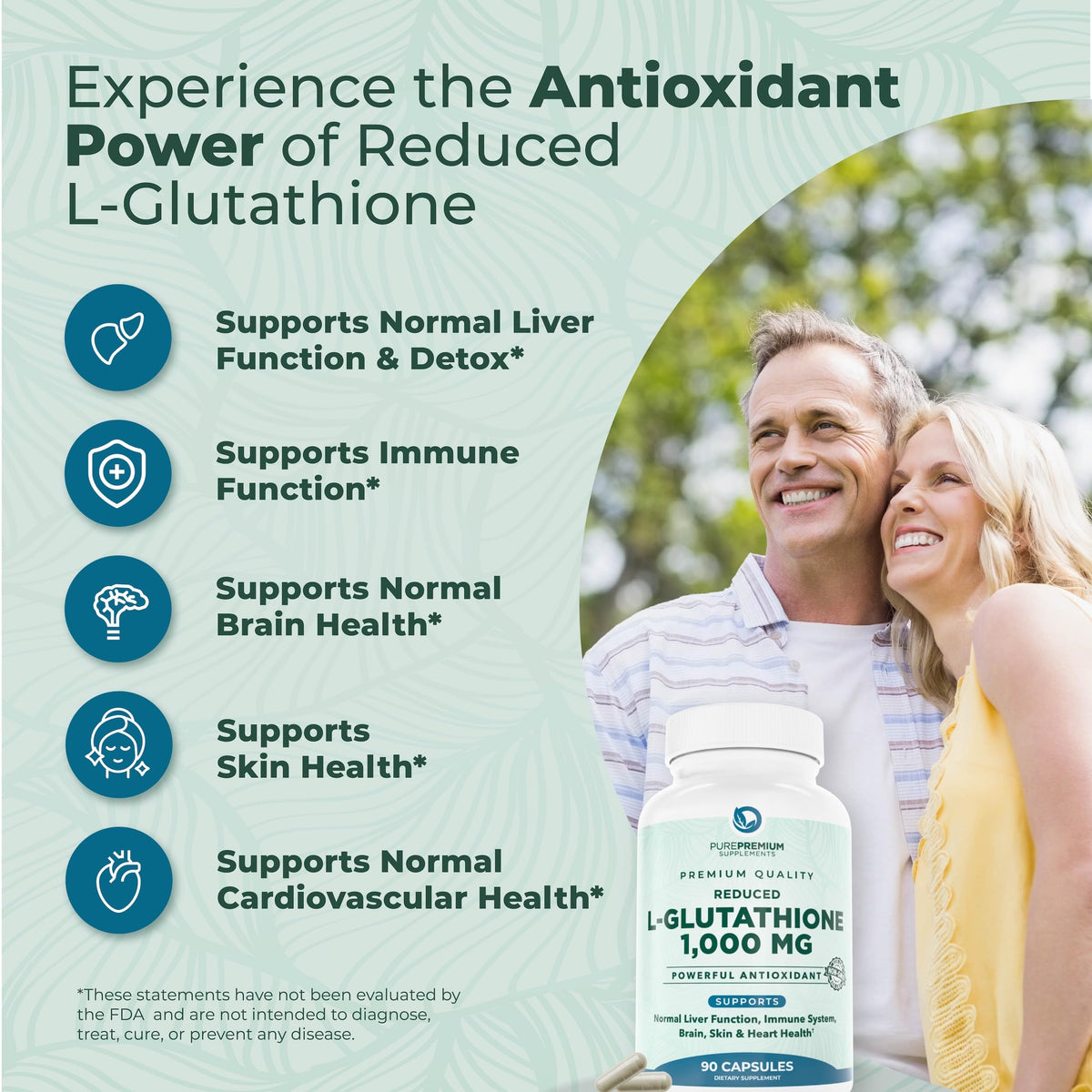 PurePremium Reduced Glutathione 1000mg supplement capsules close-up