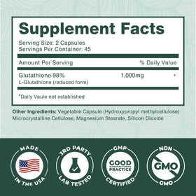 PurePremium Reduced Glutathione 1000mg supplement on a wooden table