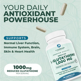 PurePremium Reduced Glutathione 1000mg supplement side view