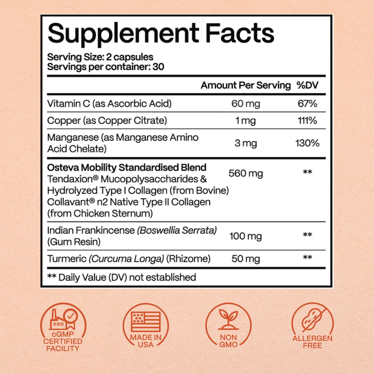 Rejuveen Osteva Joint Support Supplement packaging details