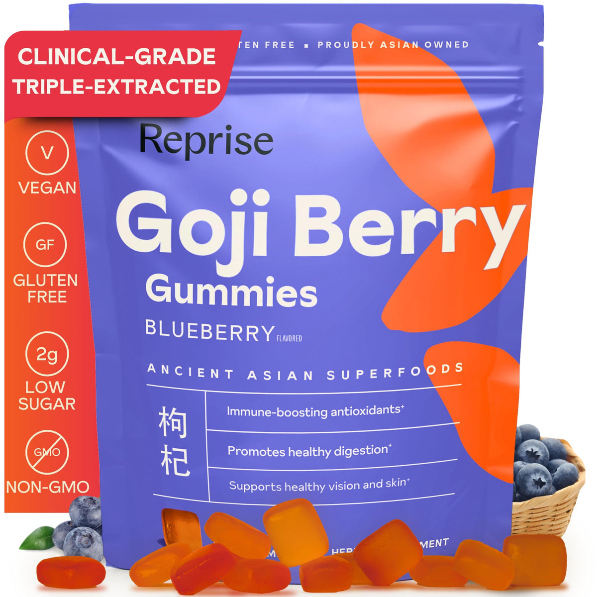 Reprise Goji Berry Superfood Gummies package front view