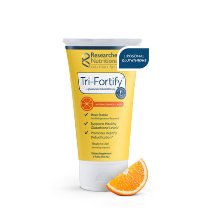 Researched Nutritionals Tri-Fortify Liposomal Glutathione 5 Fl Oz orange tube front view