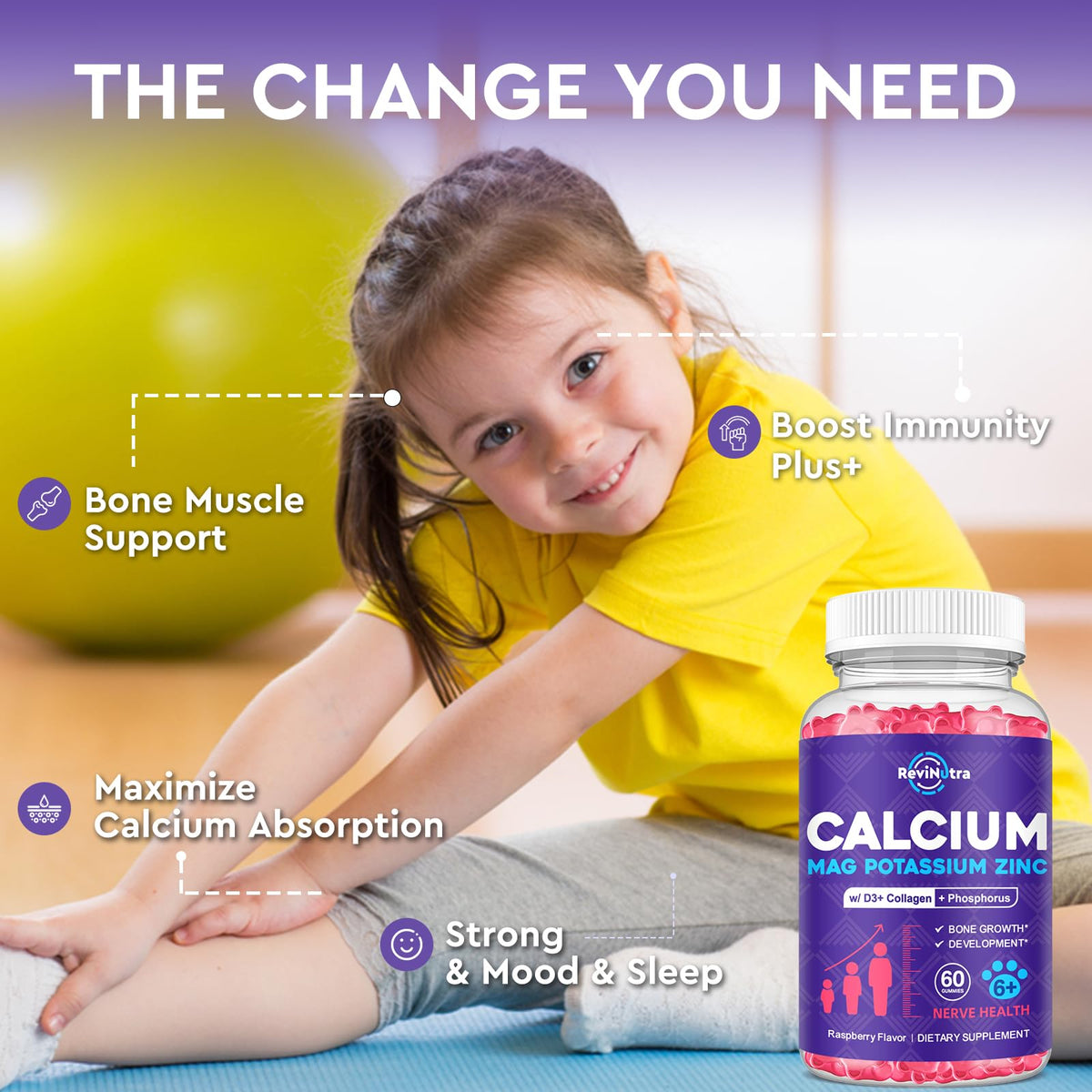 ReviNutra Calcium Gummies with ingredients listed