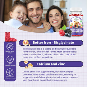 ReviNutra Iron Gummies for Kids with Calcium and Zinc, nutritional information