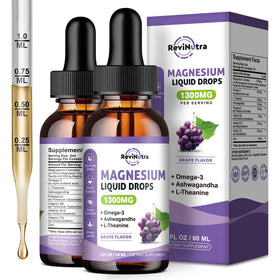 ReviNutra Magnesium Liquid Drops 2 Pack front view with grape flavour