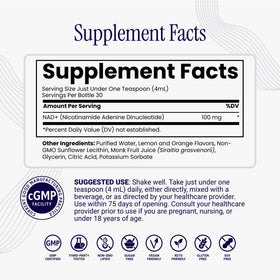 Rho Nutrition Liposomal NAD+ Liquid Supplement packaging side view