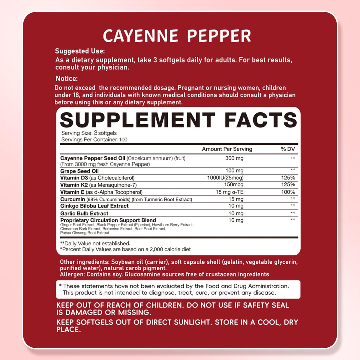RiRywony Cayenne Pepper Capsules displayed with herbal extracts