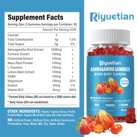 Riyuetian Ashwagandha Gummies close-up of gummies