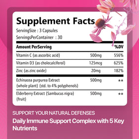 Rosabella Elderberry, Zinc & Vitamin D3 Capsules side view