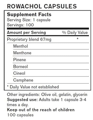 Rowachol Capsules 100 Count packaging details
