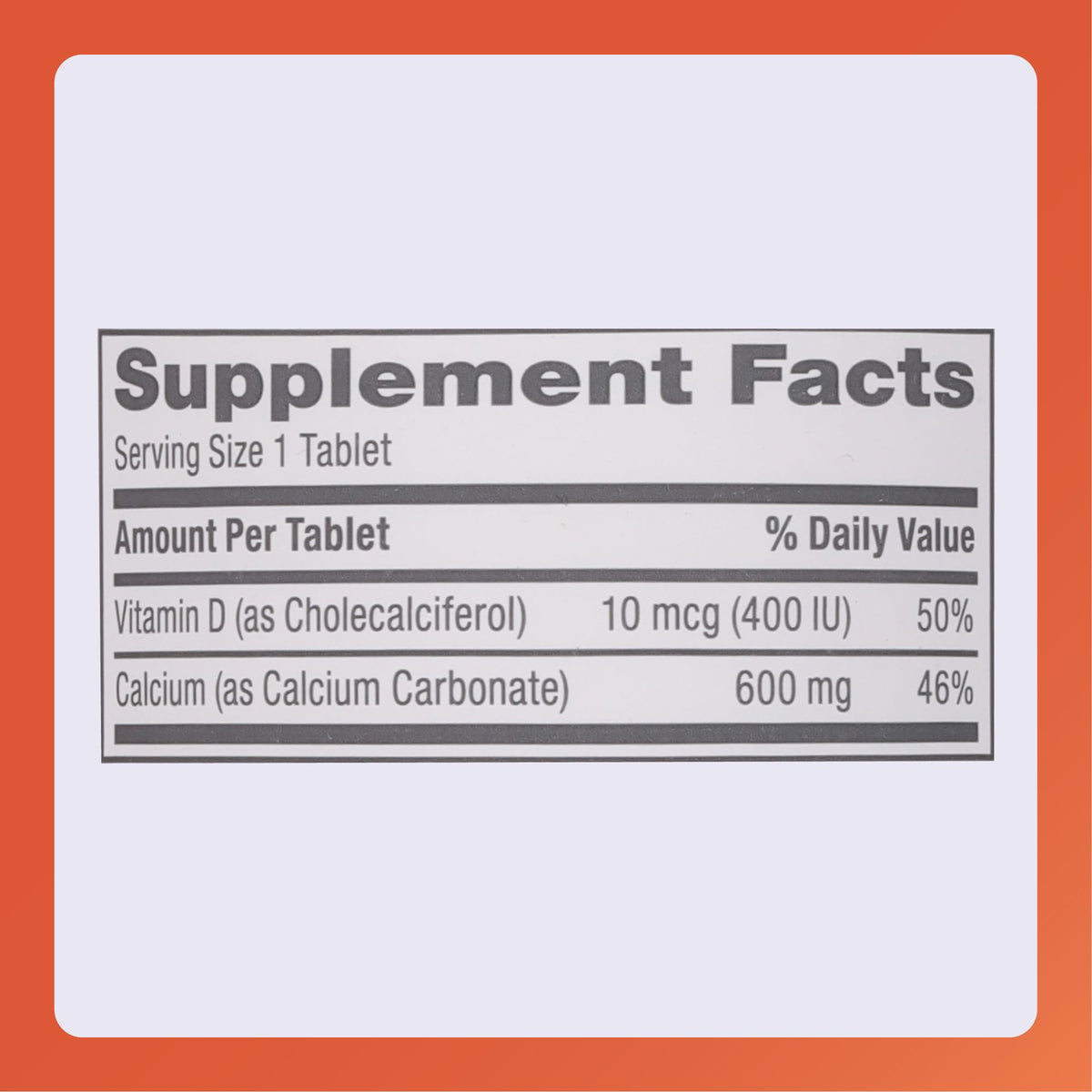 RUGBY LABORATORIES Calcium Tablets 600mg packaging