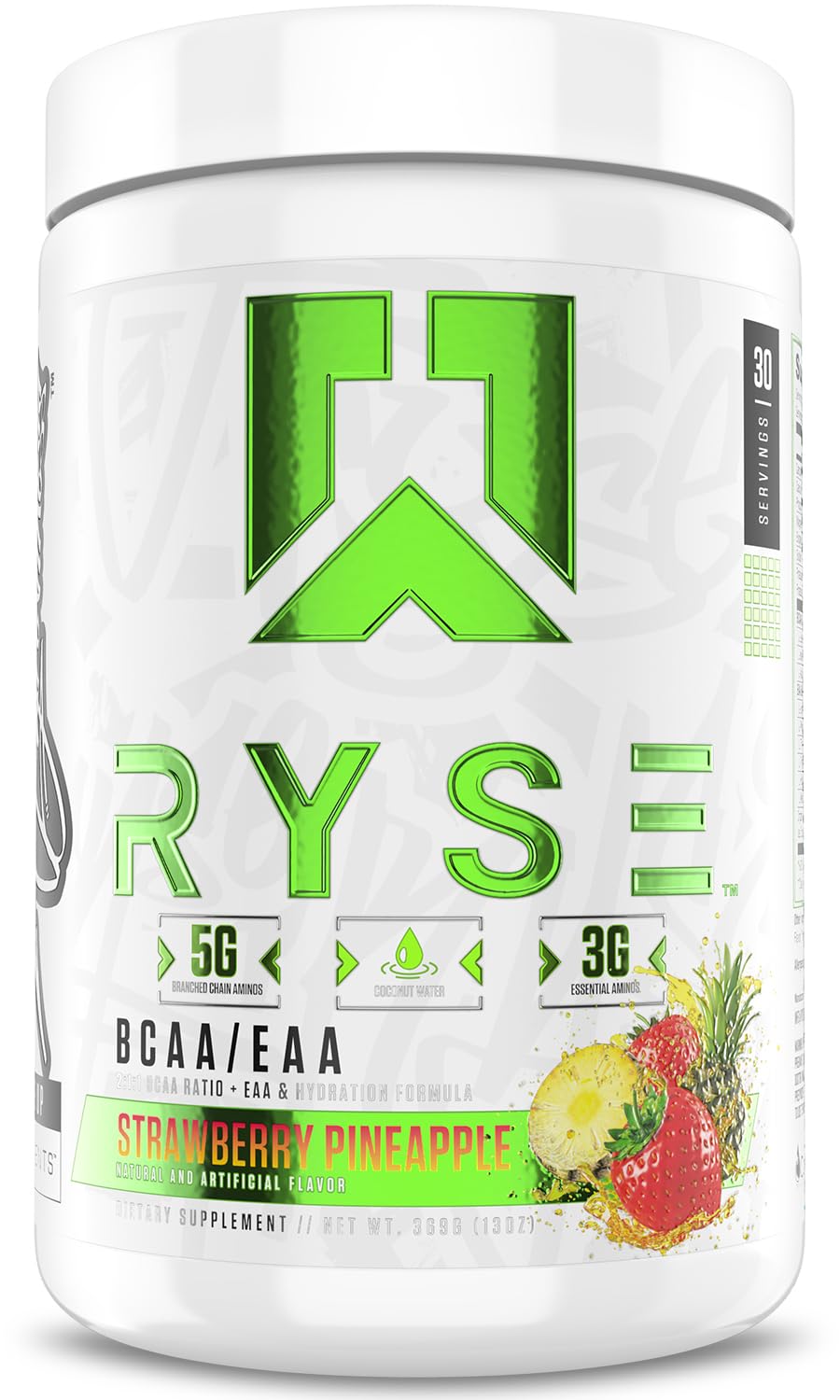 RYSE Up Supplements BCAA EAA Powder Strawberry Pineapple front view