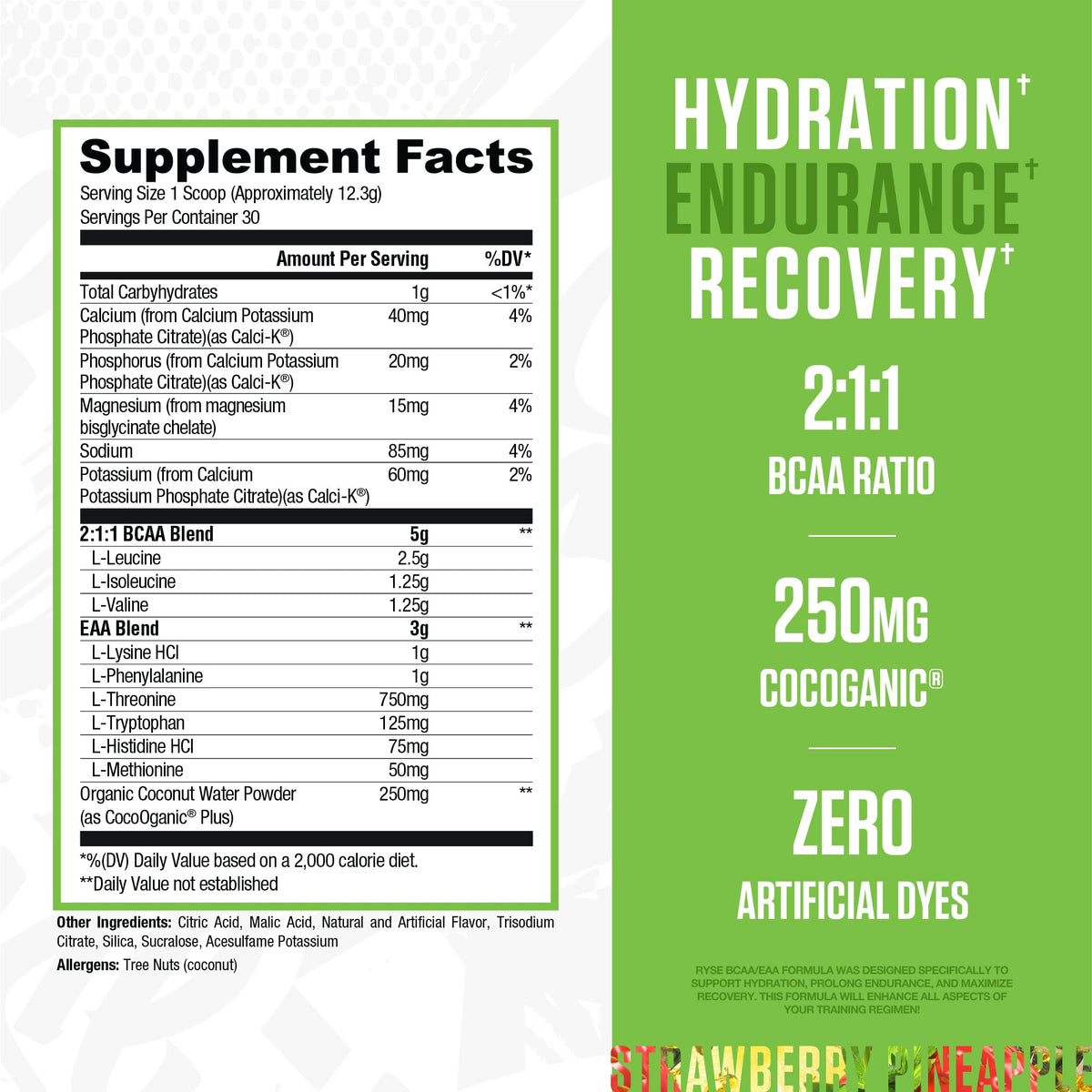 RYSE Up Supplements BCAA EAA Powder Strawberry Pineapple packaging