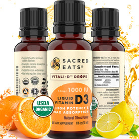 Sacred Eats Organic Liquid Vitamin D Drops bottle front view
