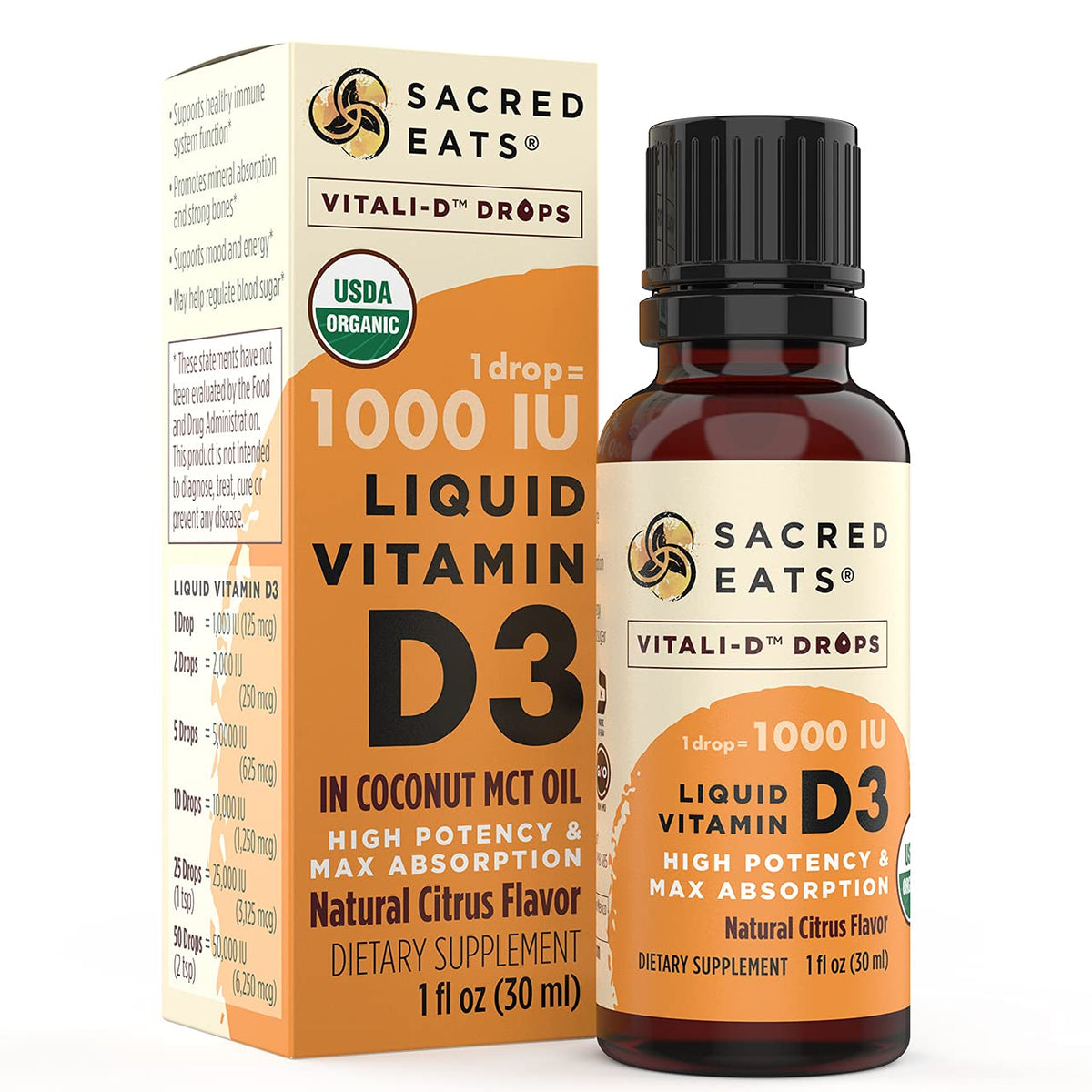 Sacred Eats Organic Liquid Vitamin D Drops ingredients list