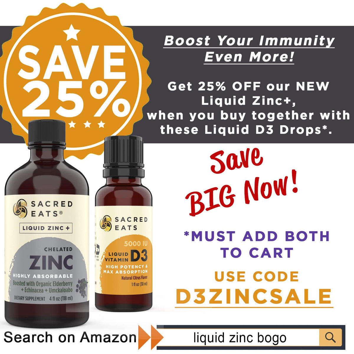 Sacred Eats Organic Liquid Vitamin D Drops with spoon