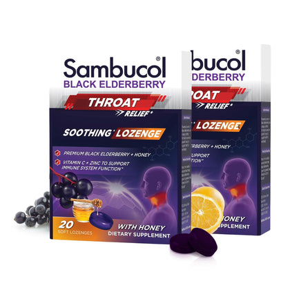 Sambucol Black Elderberry Throat Lozenge honey flavour front view