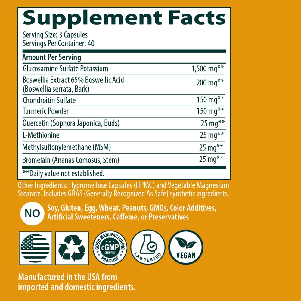 Sanar Naturals Glucosamine Chondroitin MSM Turmeric capsule in hand