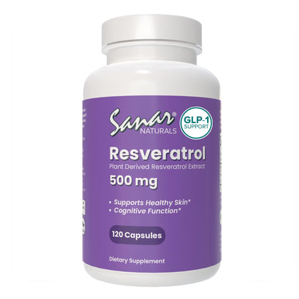 Sanar Naturals Resveratrol 500mg supplement bottle front view