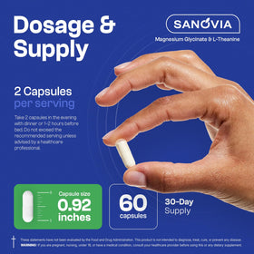 SANOVIA Magnesium Glycinate L-Theanine Chamomile capsules with packaging