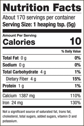 Sari Foods Acacia Fiber Powder 30 oz displayed with fresh fruits