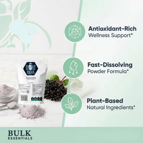 Scoop of Bulk Essentials Elderberry Extract Powder on a spoon