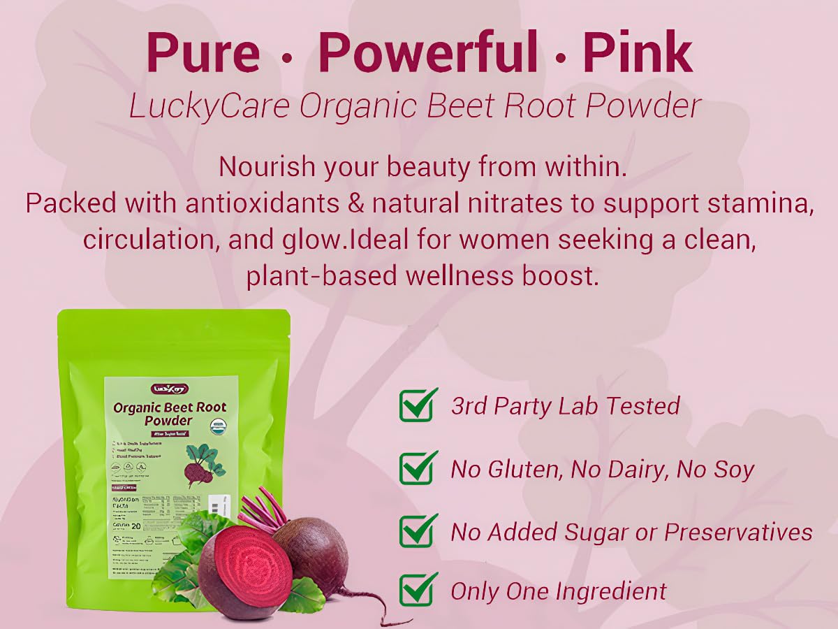 Scoop of Luckycare Organic Beet Root Powder
