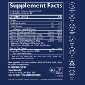 Scoop of Trace Minerals Multi Magnesium Complex Powder beside the container