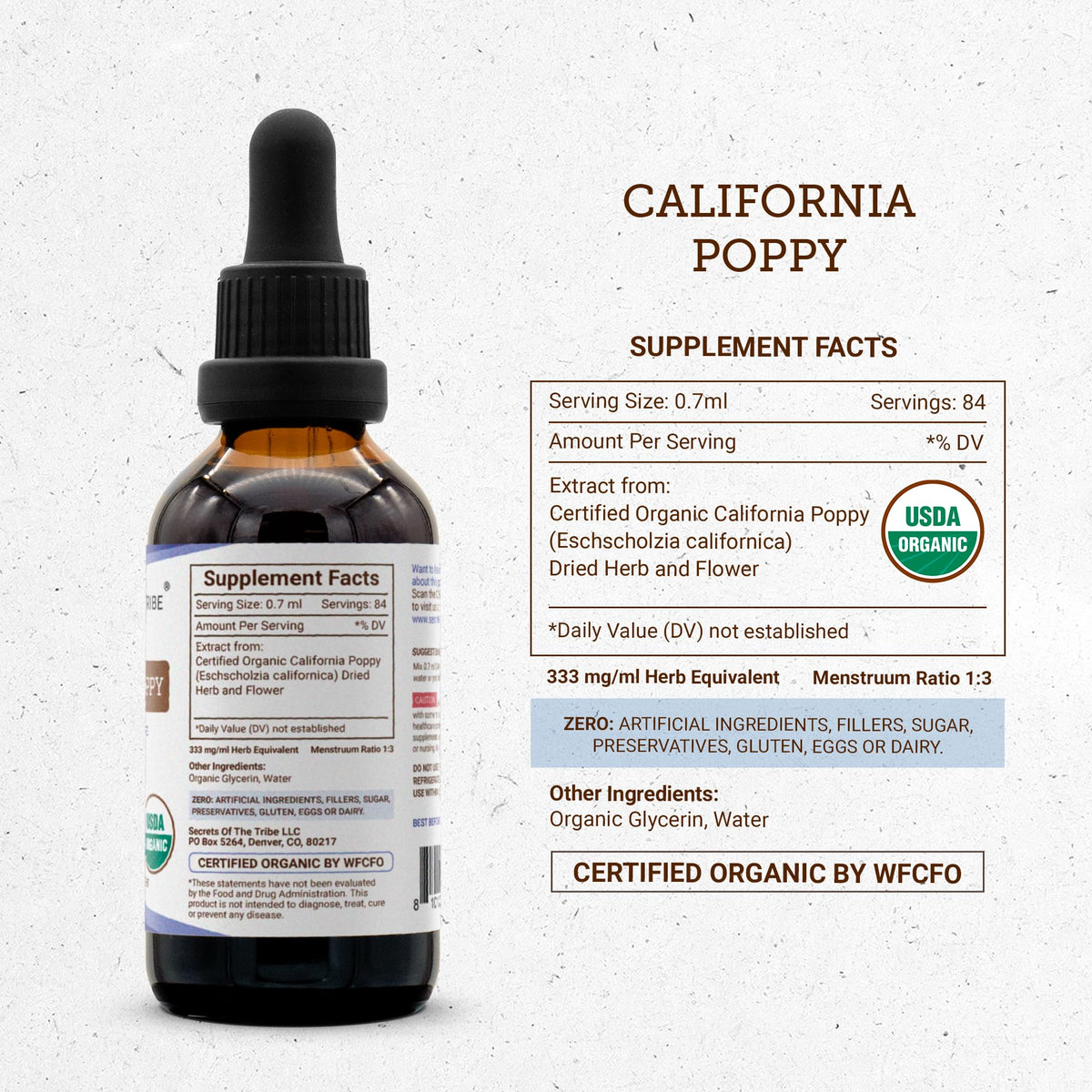 Secrets of the Tribe California Poppy Tincture in a lifestyle setting