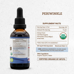Secrets of the Tribe Periwinkle Organic Extract dropper close-up