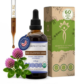 Secrets of the Tribe Red Clover Herb Organic Tincture 4 oz front view