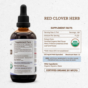 Secrets of the Tribe Red Clover Herb Organic Tincture 4 oz packaging