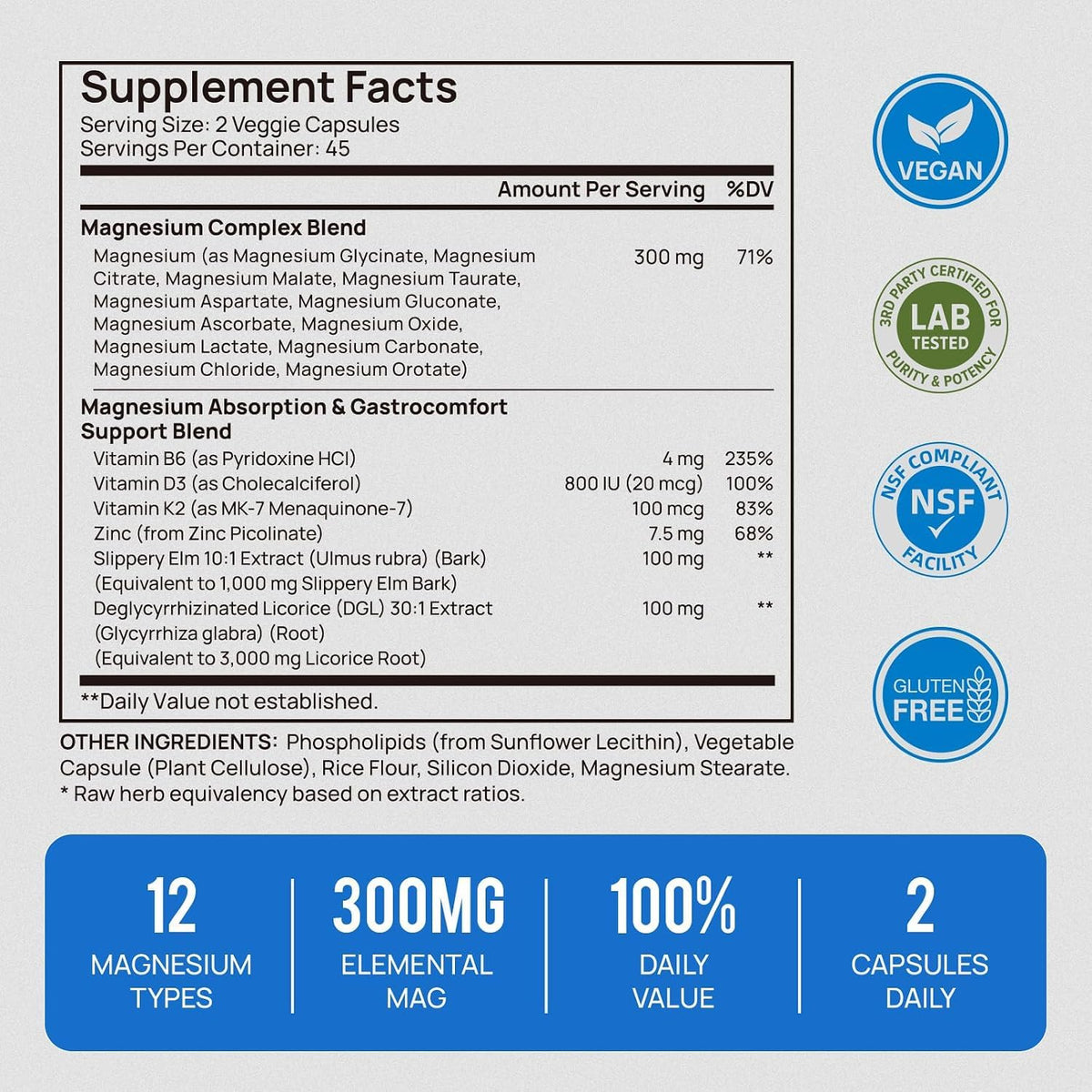 Selerb 18-in-1 Magnesium Complex nutritional information