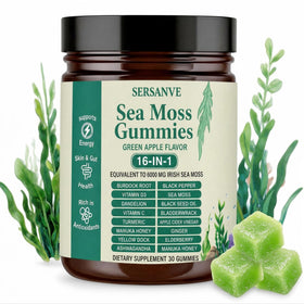 SERSANVE Sea Moss Gummies bottle front view with green apple flavour