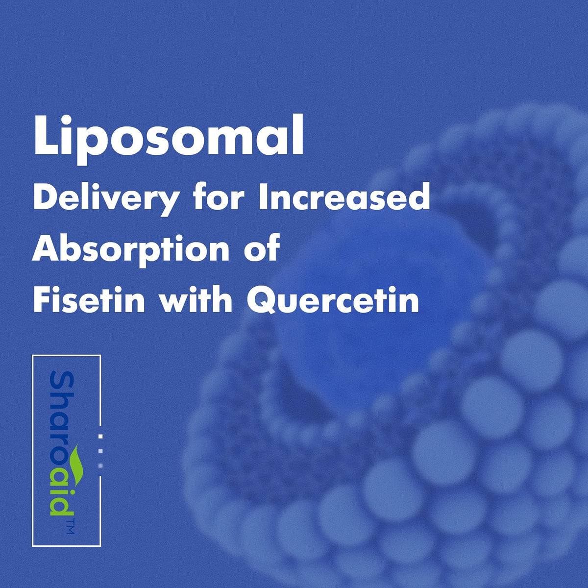 Sharoaid Liposomal Fisetin Quercetin 1200 mg softgels on a wooden table