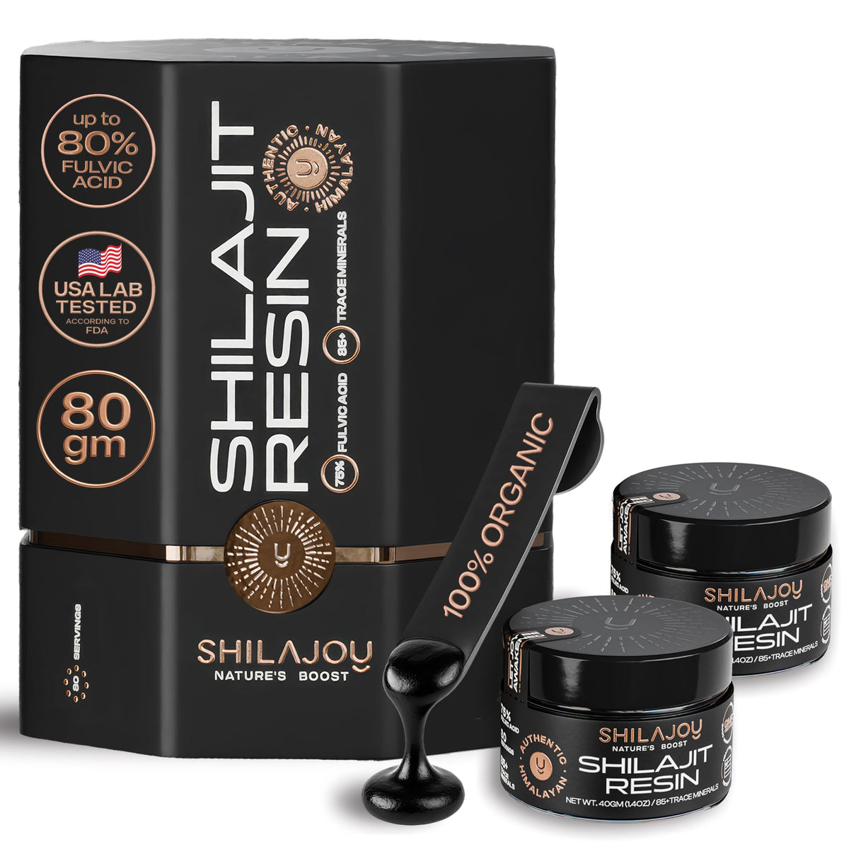 SHILAJOY Shilajit Resin 80g jar front view