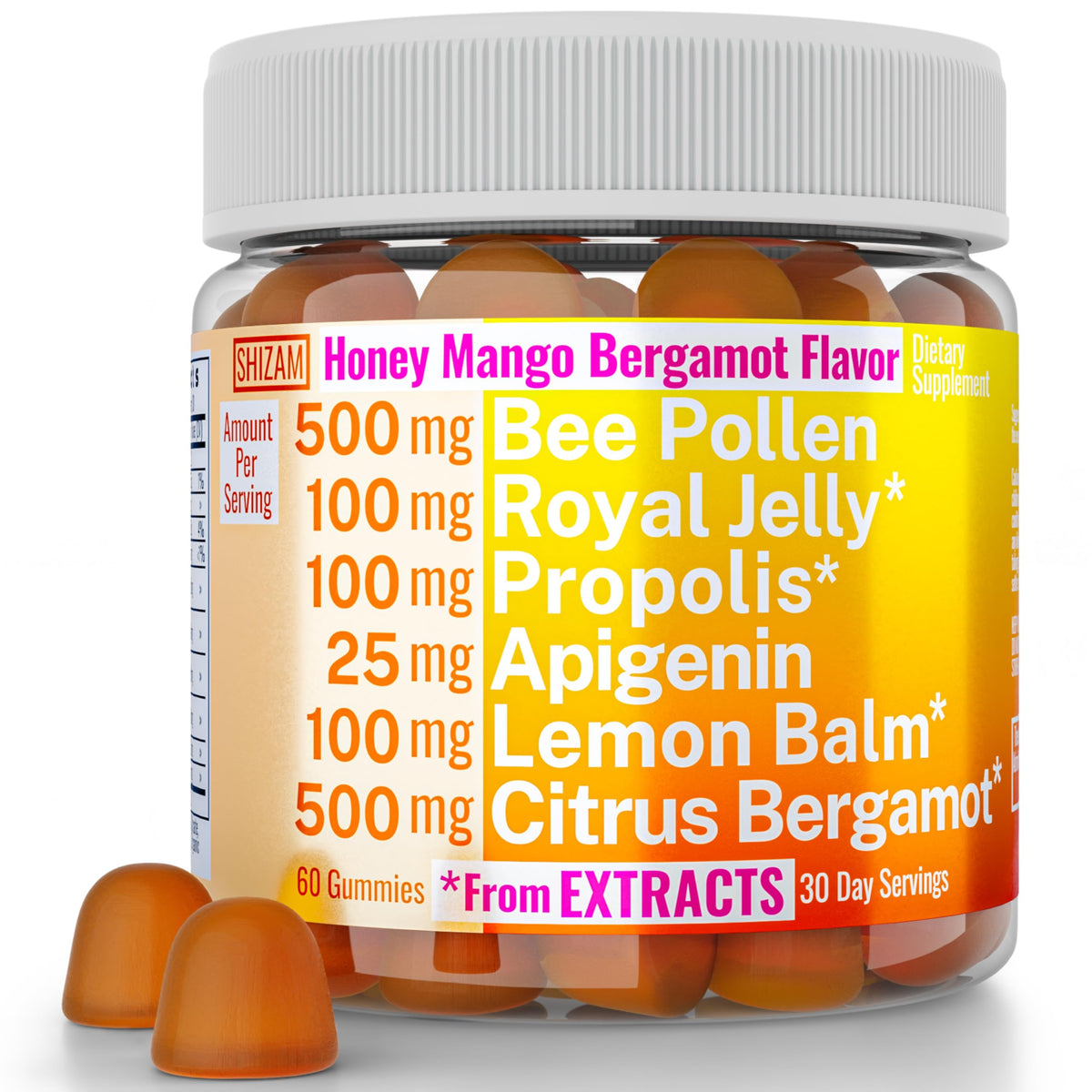 SHIZAM Honey Mango Bergamot Gummies front view