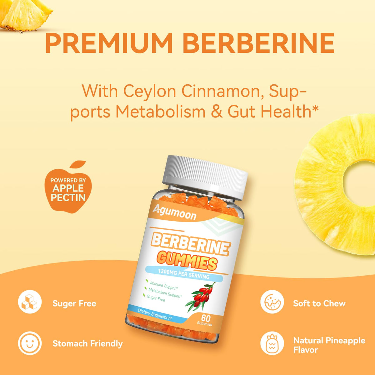 Side view of Agumoon Berberine Gummies bottle