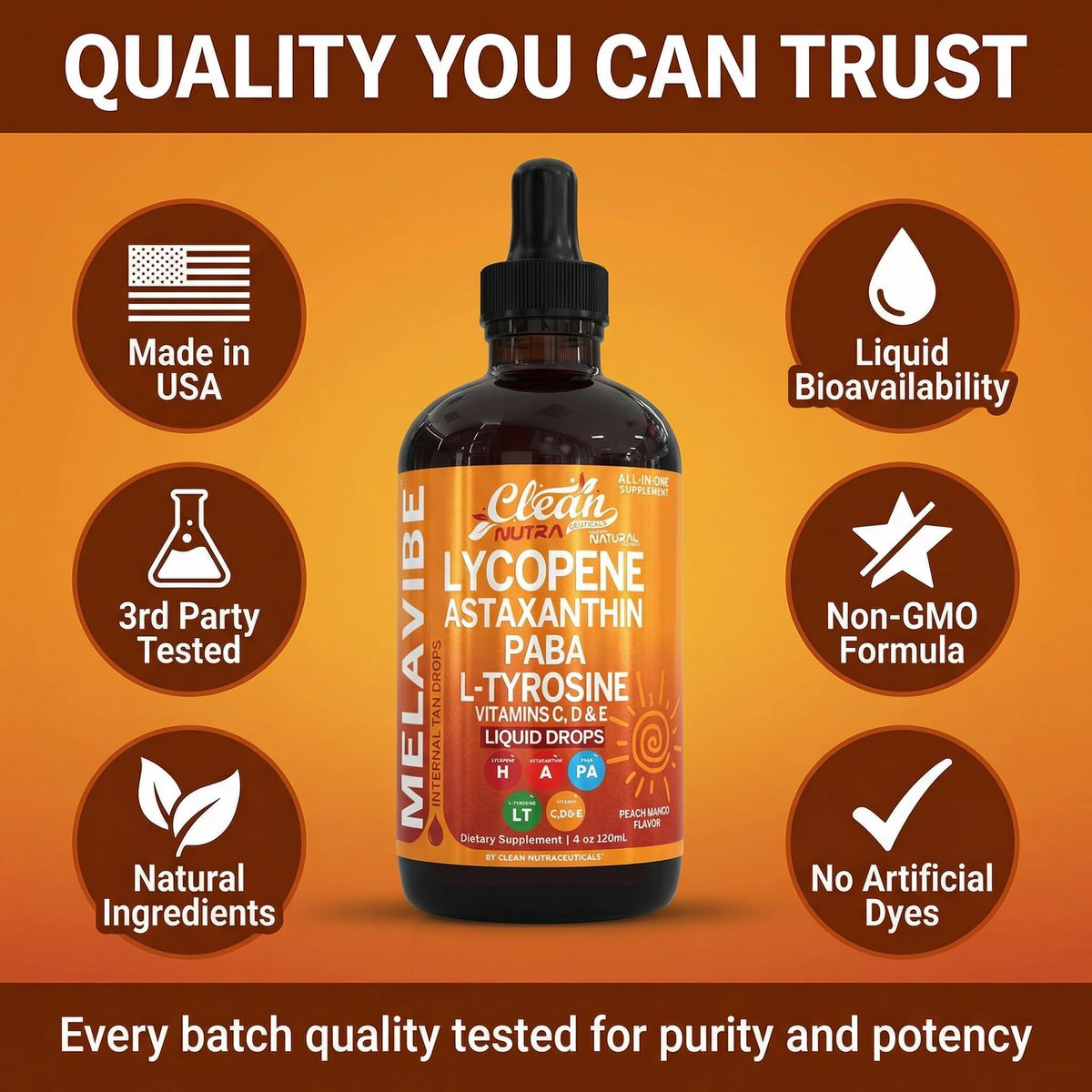 Side view of Clean Nutraceuticals MelaVibe bottle