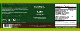 Side view of Harmony Nutraceuticals Kutki Ayurvedic Capsules bottle