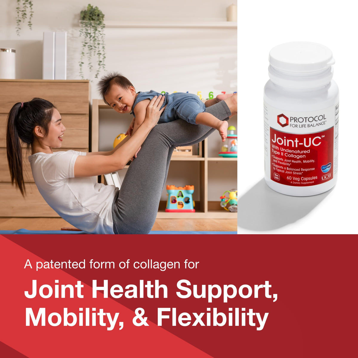 Side view of PROTOCOL FOR LIFE BALANCE Joint-UC Type II Collagen 60 Veg Caps