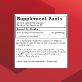 Side view of PROTOCOL FOR LIFE BALANCE MSM 1,000mg capsule bottle